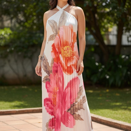 Floral Flow Halter Dress