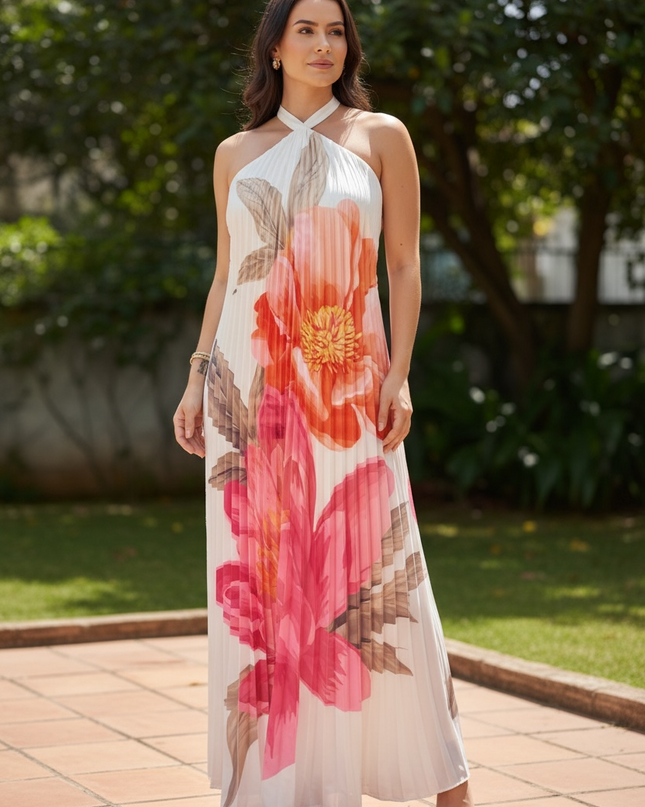 Floral Flow Halter Dress