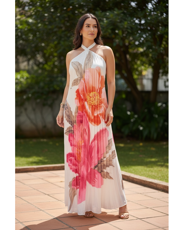 Floral Flow Halter Dress