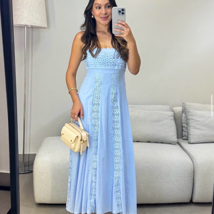 Cotton Lace Panel Dress