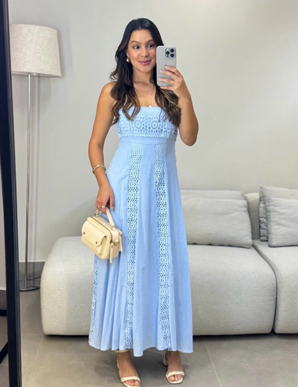 Cotton Lace Panel Dress