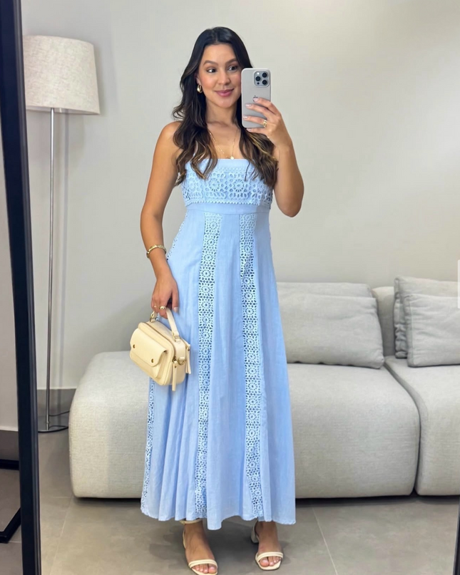 Cotton Lace Panel Dress