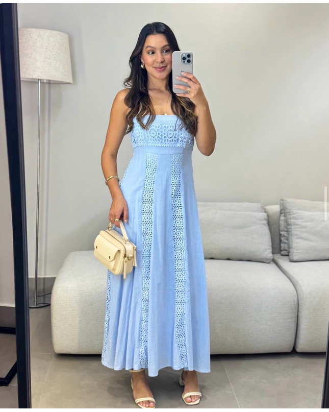 Cotton Lace Panel Dress