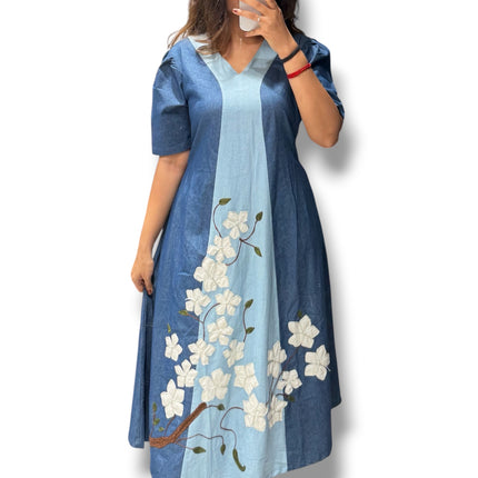 Floral Escape Denim Dress