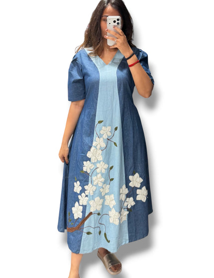 Floral Escape Denim Dress