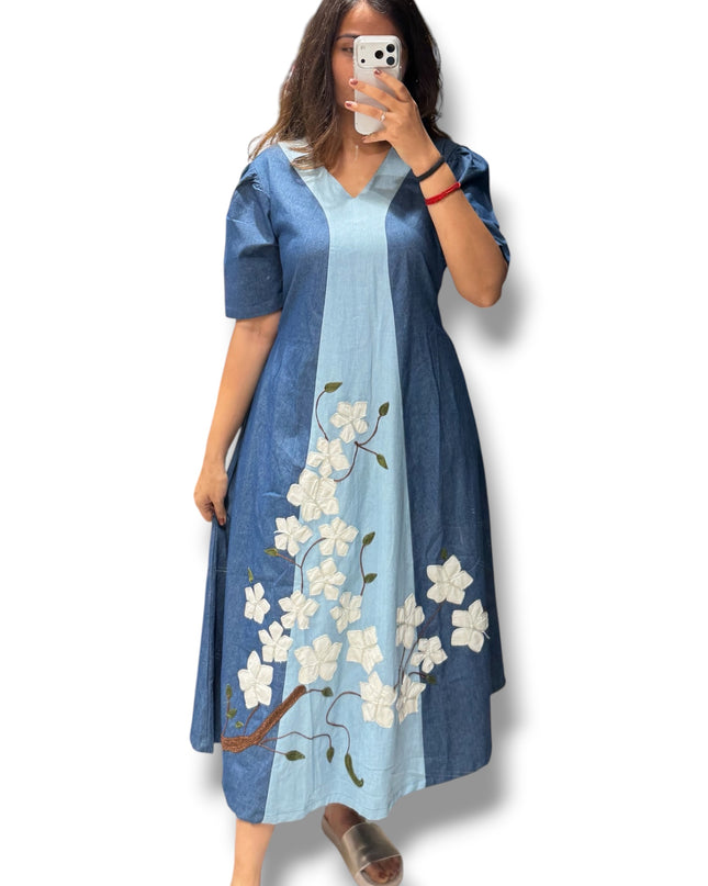 Floral Escape Denim Dress