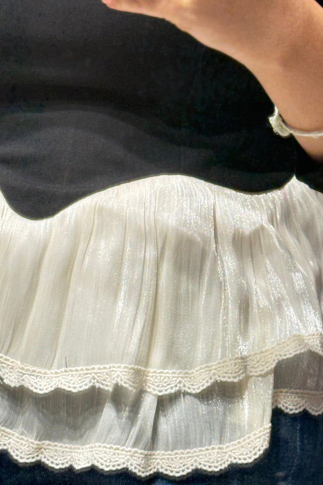 Chic Top with Layered Peplum Hem